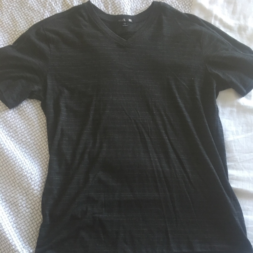 Black with gray v neck t shirt